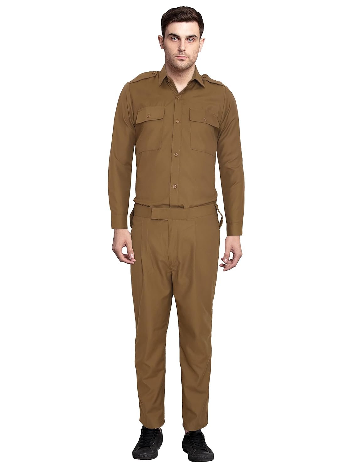 Beige Sleeveless Frock Dress